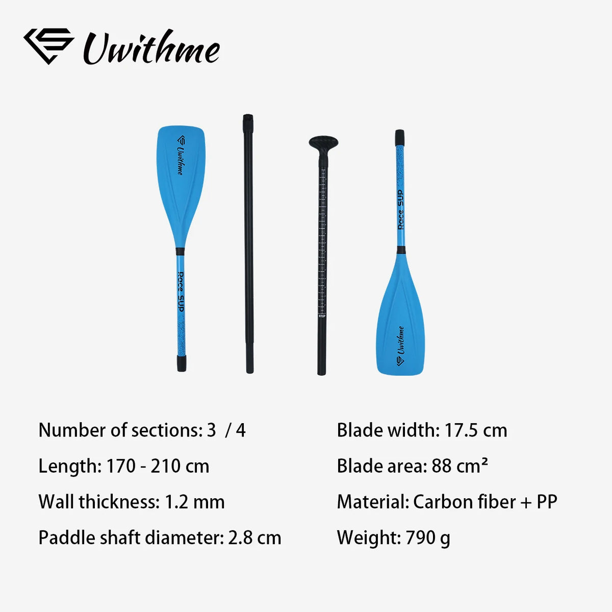 4-Section Carbon Paddle — Convertible SUP/Kayak